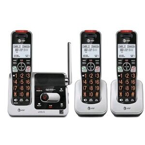 AT&T BL102-3 DECT 6.0 5-Handset Cordless Phone for 3 Handset, Silver/Black